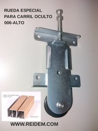 RUEDA REIDEM 006 ALTO ESPECIAL PARA INTRODUCIR EN GUÍA INFERIOR ALTA, EN DONDE SE ALOJA LA RUEDA, INCORPORA SOPORTE DE PUERTA PARA UNA MEJOR Y MÁS FÁCIL COLOCACIÓN RUEDA REIDEM 006 ALTO ESPECIAL PARA INTRODUCIR EN GUÍA INFERIOR ALTA, EN DONDE SE ALOJA LA RUEDA, INCORPORA SOPORTE DE PUERTA PARA UNA MEJOR Y MÁS FÁCIL COLOCACIÓN